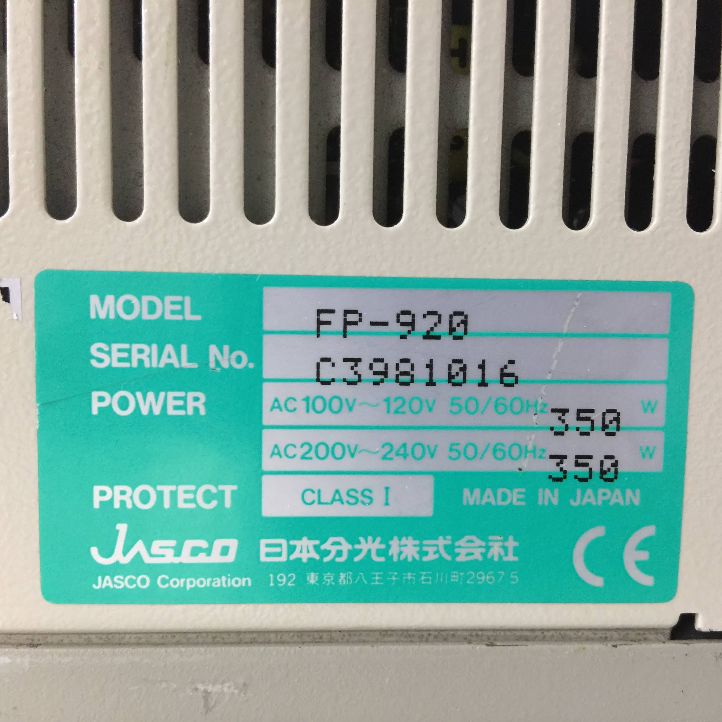 jasco fp-920 intelligent fluorescence detector