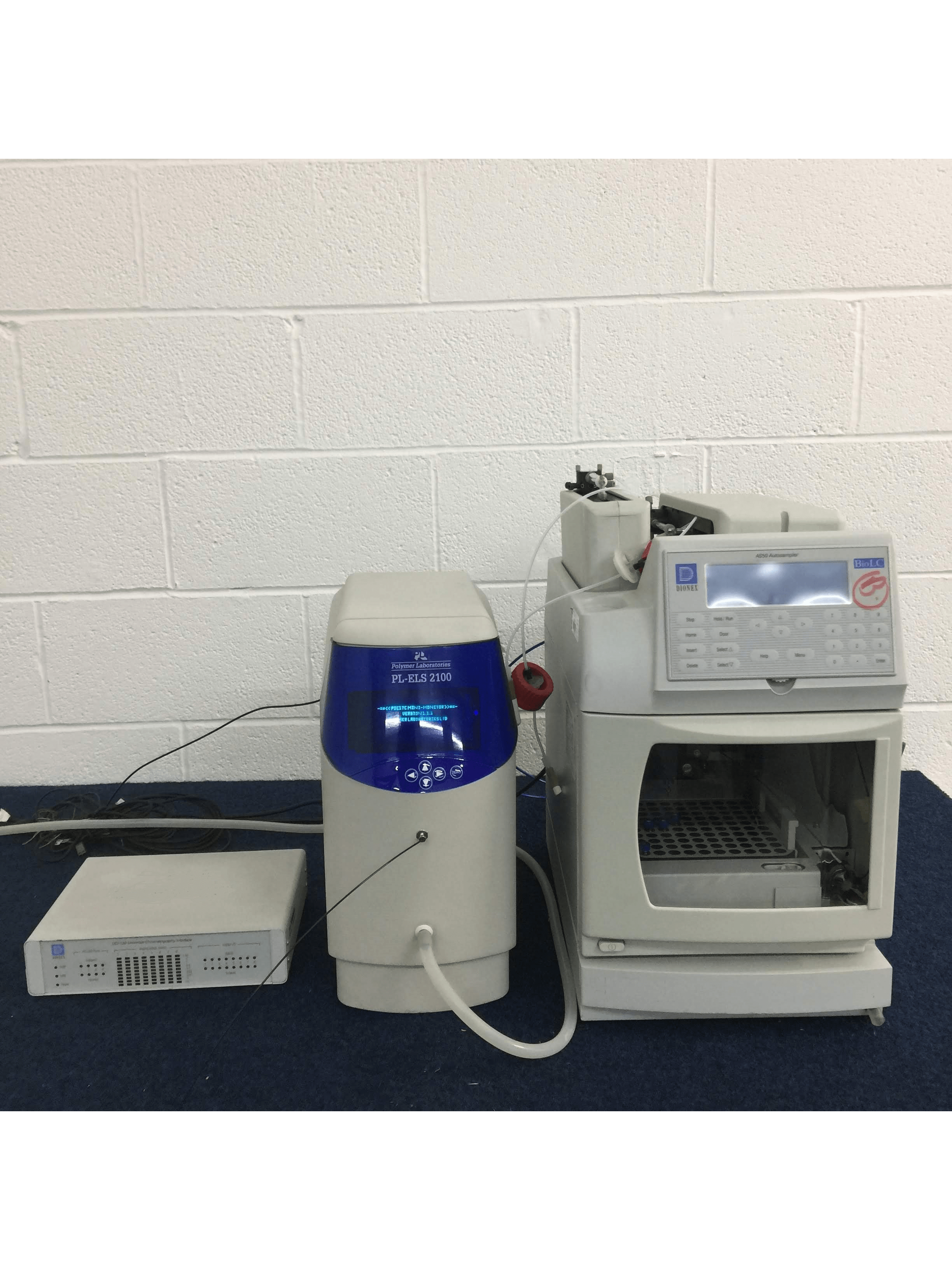 polymer laboratories pl-els 2100 (evaporative light scatter detector) with dionex as50 (autosampler) and uci-100 (universal chromatography interface)