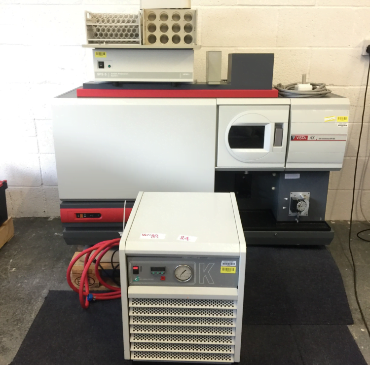 varian vista icp-aes with atc k series chiller and sps-5 sample preparation system