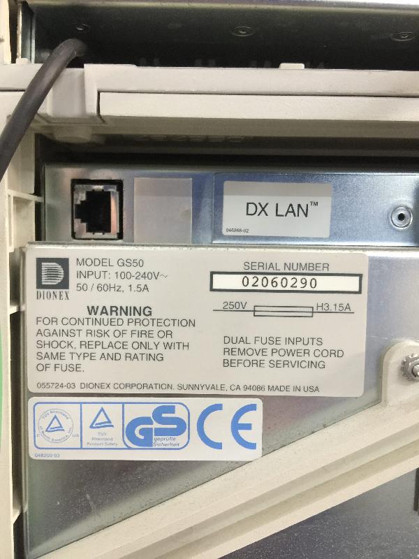 dionex ion chromatography – ed50a electrochemical detector, gs50 gradient pump and sth 585 column oven