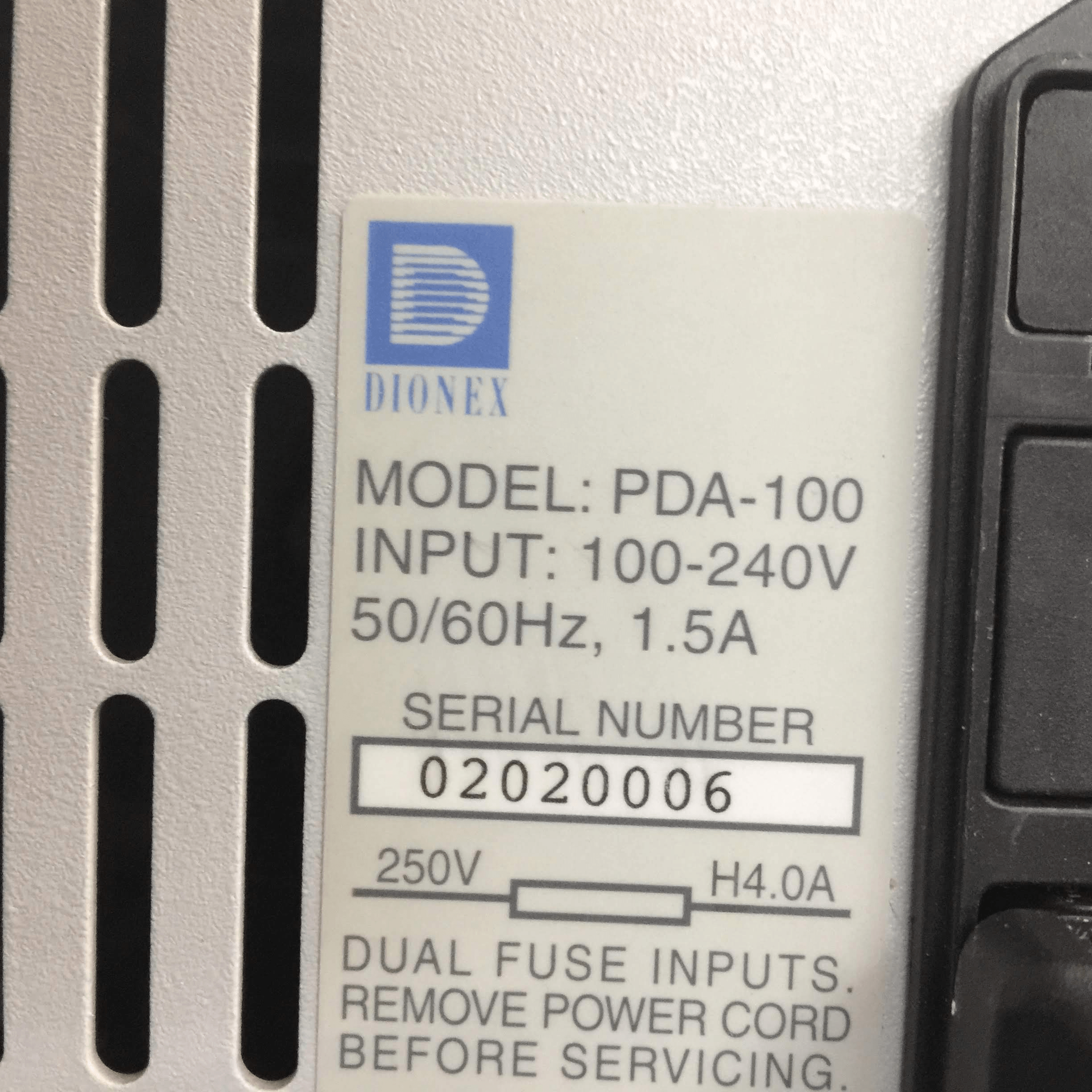 dionex pda-100 photodiode array detector