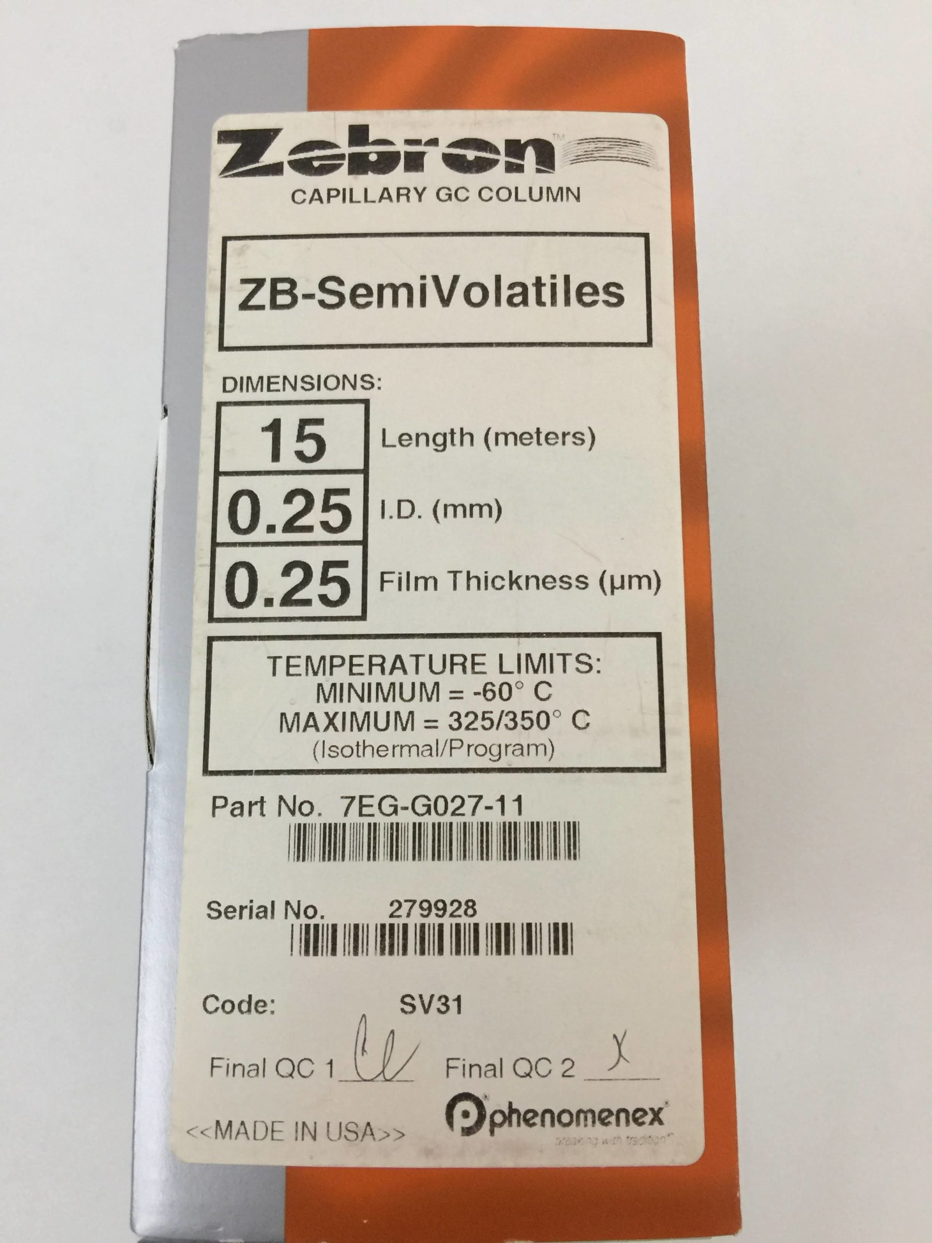 zebron capillary column zb – semivolatiles