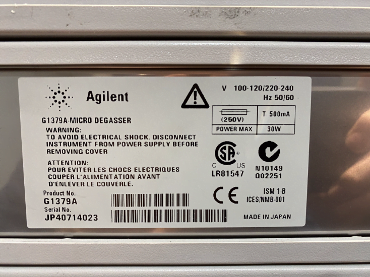 agilent 1100 & 1290 infinity hplc system – degasser, quatpump, 1290 sampler, alstherm, colcom & vwd