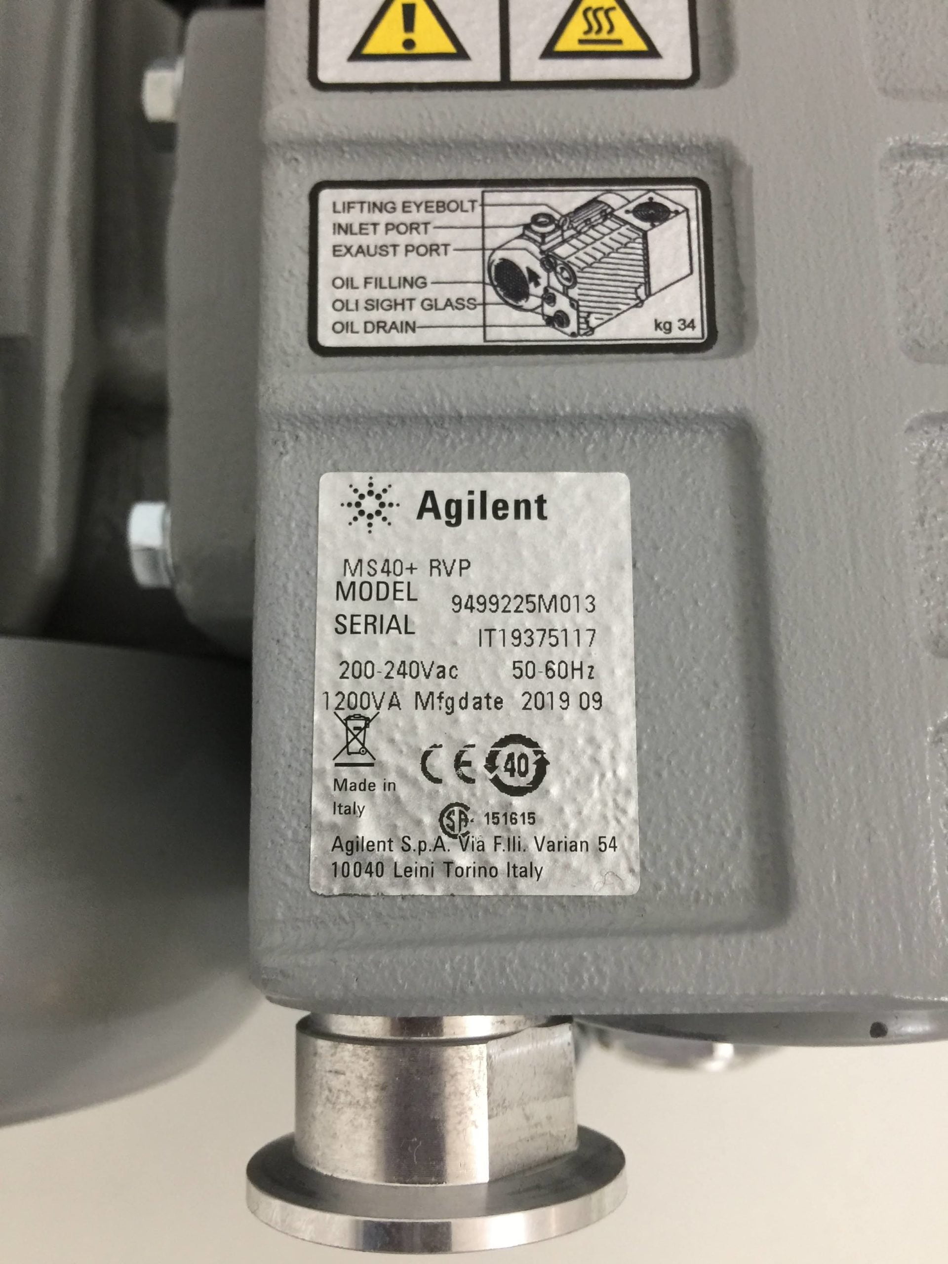 Agilent MS40+ 9499225 Rotary Vane Pump Richmond Scientific
