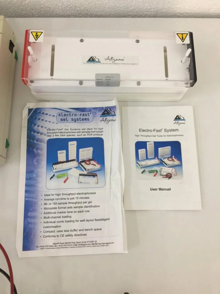 Gel Electrophoresis System with BioRad PowerPac 300, 7 BioRad SubCells and 1 Thermo ABgene Electro-fast Gel Unit.