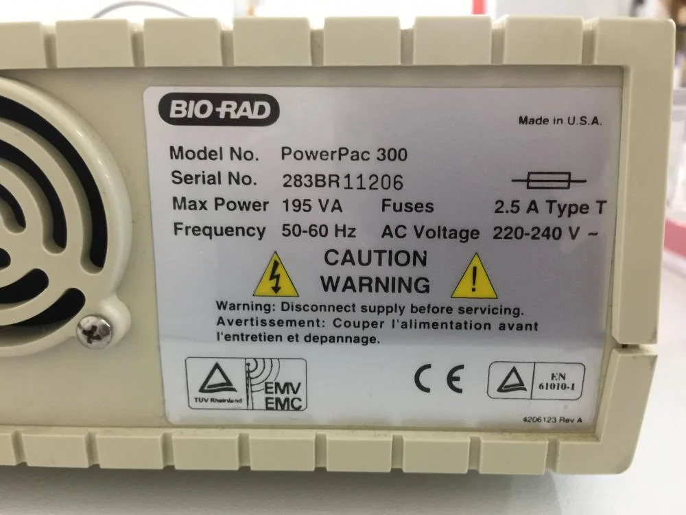 Gel Electrophoresis System with BioRad PowerPac 300, 7 BioRad SubCells and 1 Thermo ABgene Electro-fast Gel Unit.