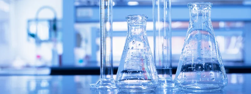 Assortment of wet glassware in a lab