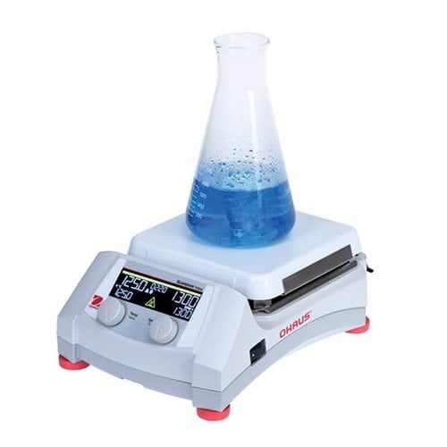 Guardian 7000 Hotplate with conical flask of blue liquid