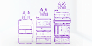 Purple line drawing of three HPLC systems