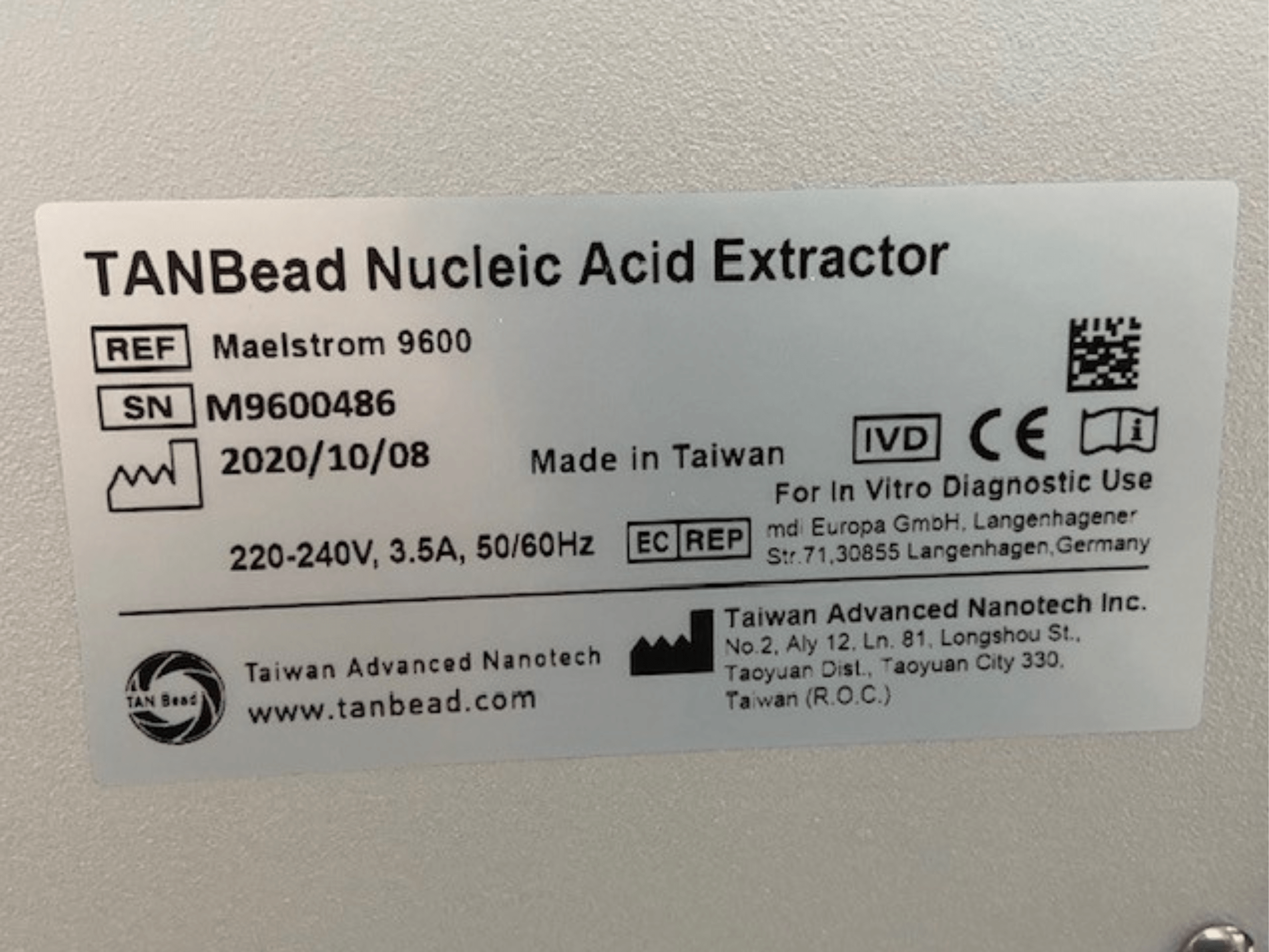 Tanbead Nucleic Acid Extractor Maelstrom 9600
