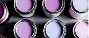 Cans of purple paint