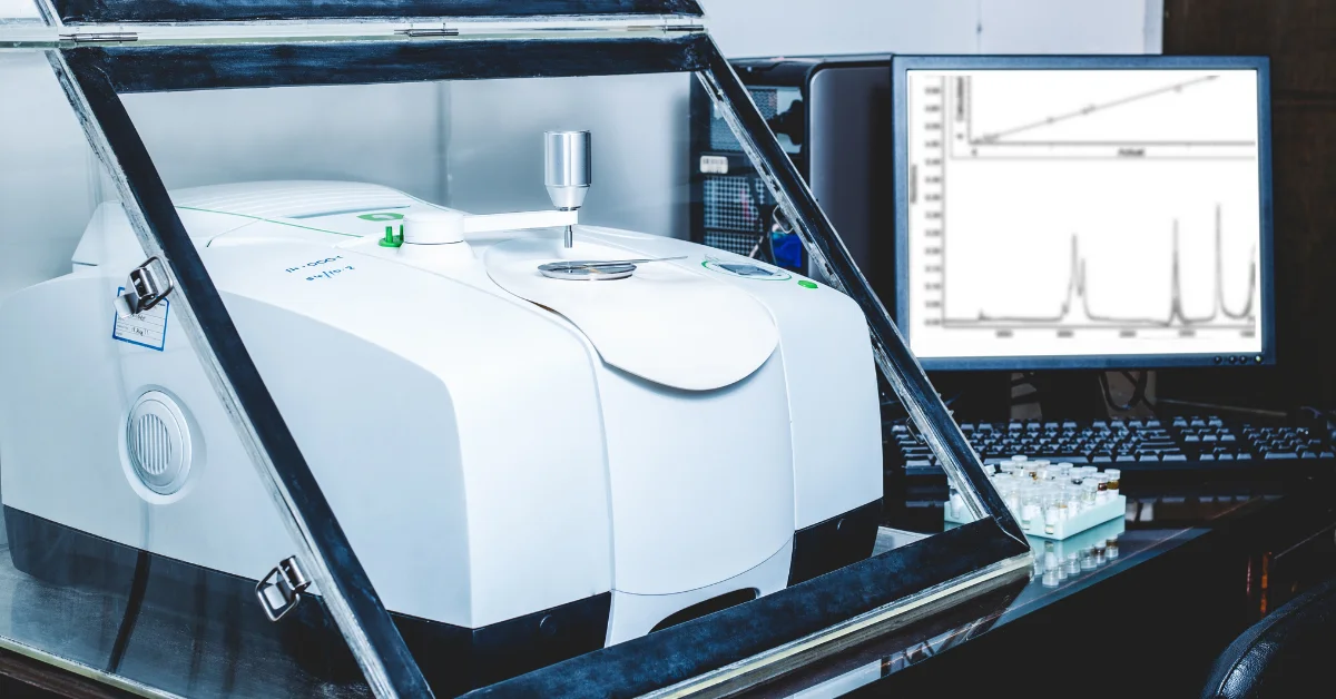 FTIR and computer showing quantitative analysis