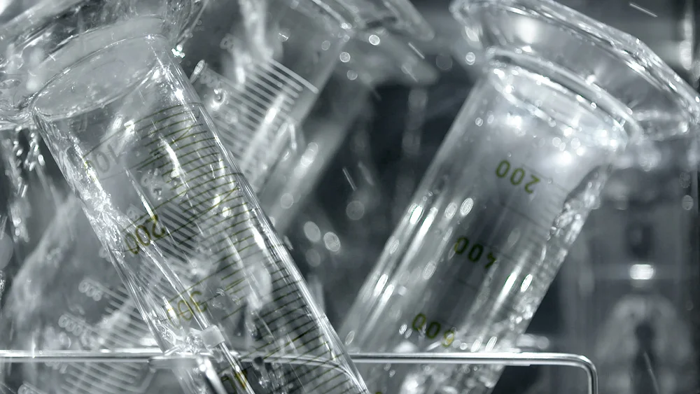 Close up view of glassware in SMEG lab washer