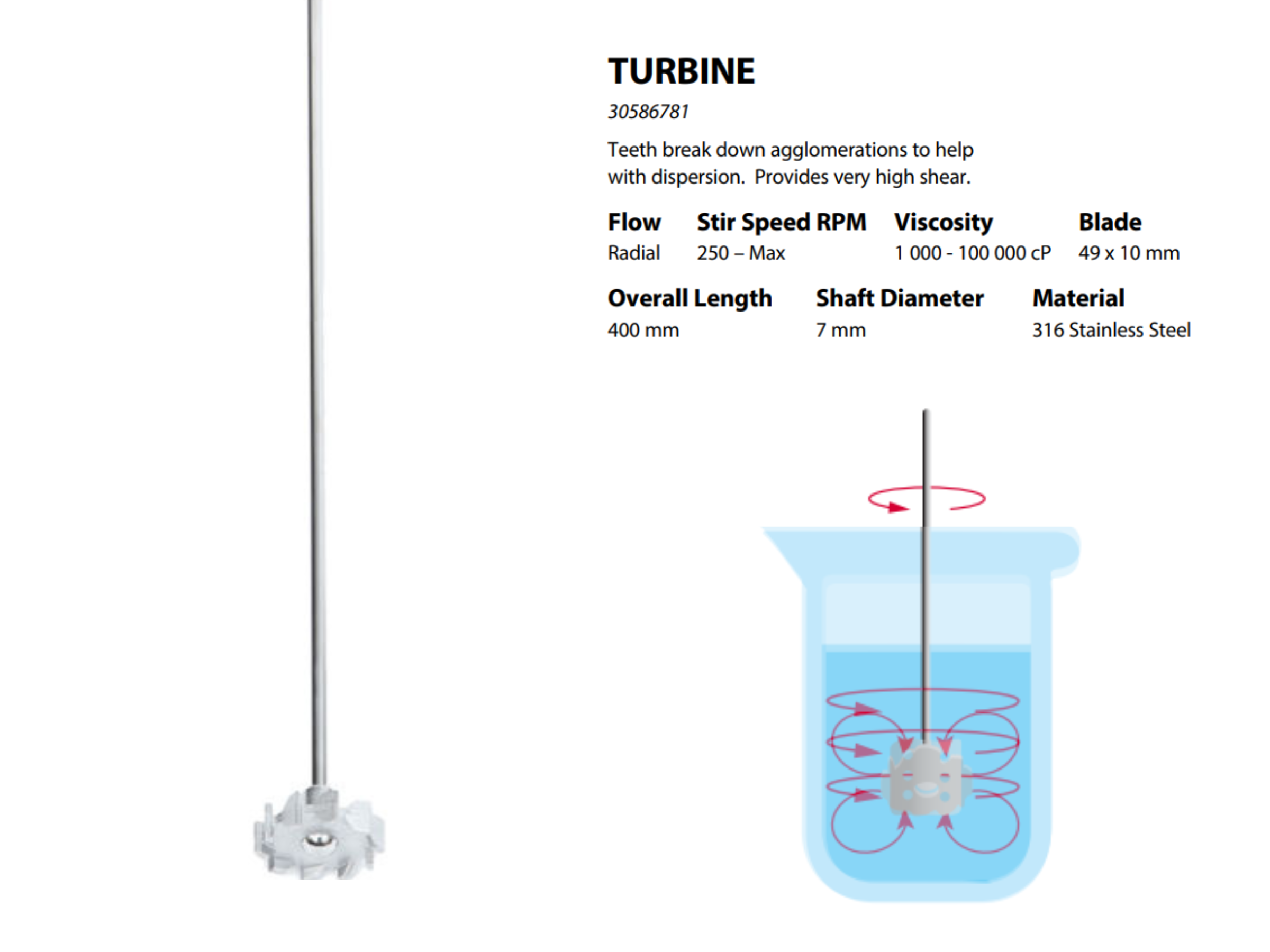 Anchor PTFE Stirrer Shaft Ex – 1000ml Vessels