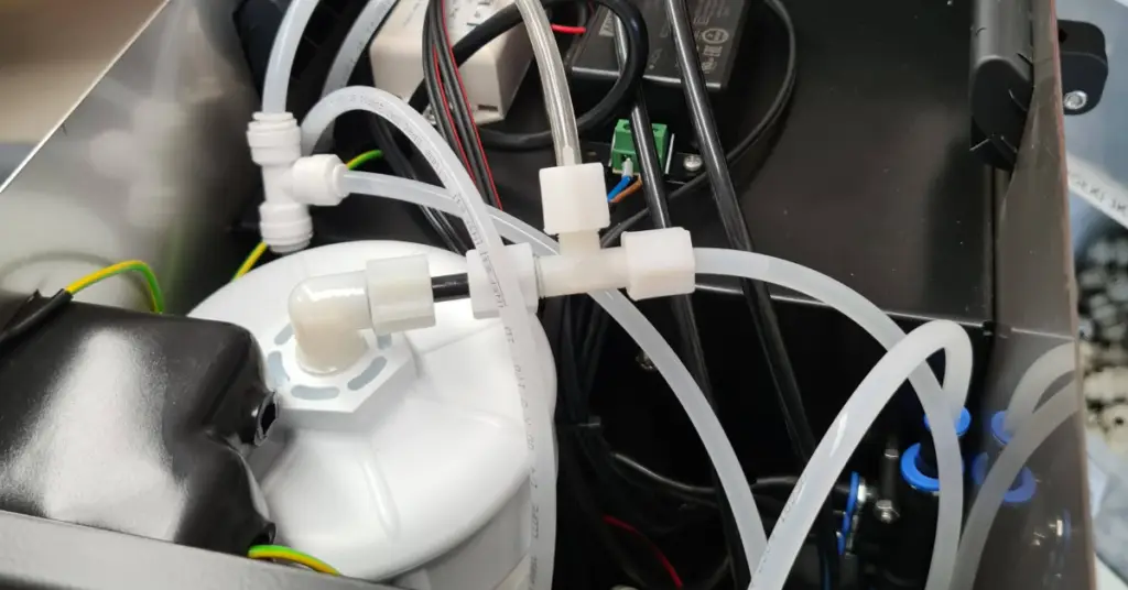 Top view of Hydrolab unit with top off an piping visible