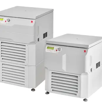 Two floor-standing Ohaus FC5917RF centrifuges side by side