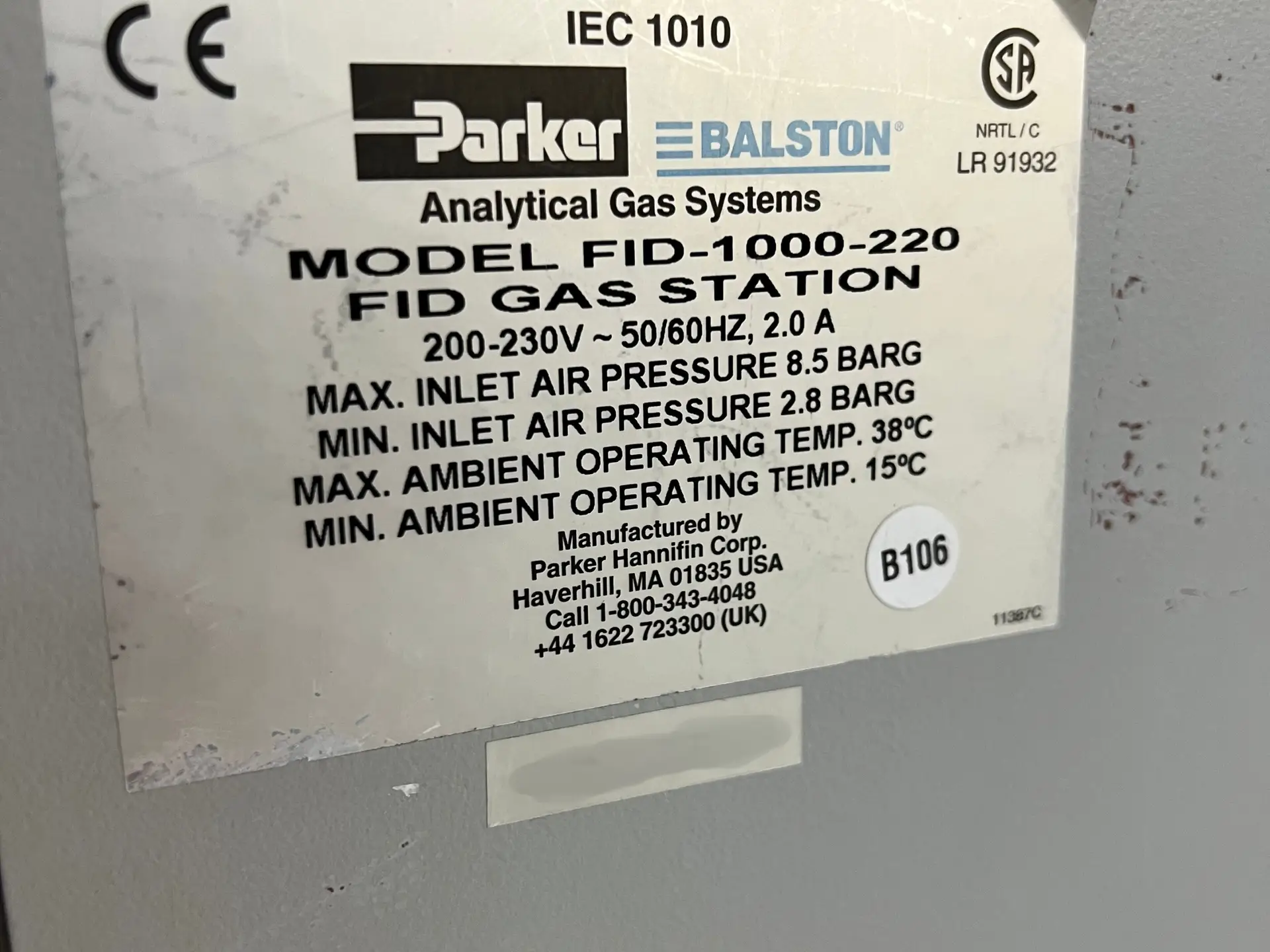 Parker Balston FID-1000-220 Gas Station Gas Analyser (7)