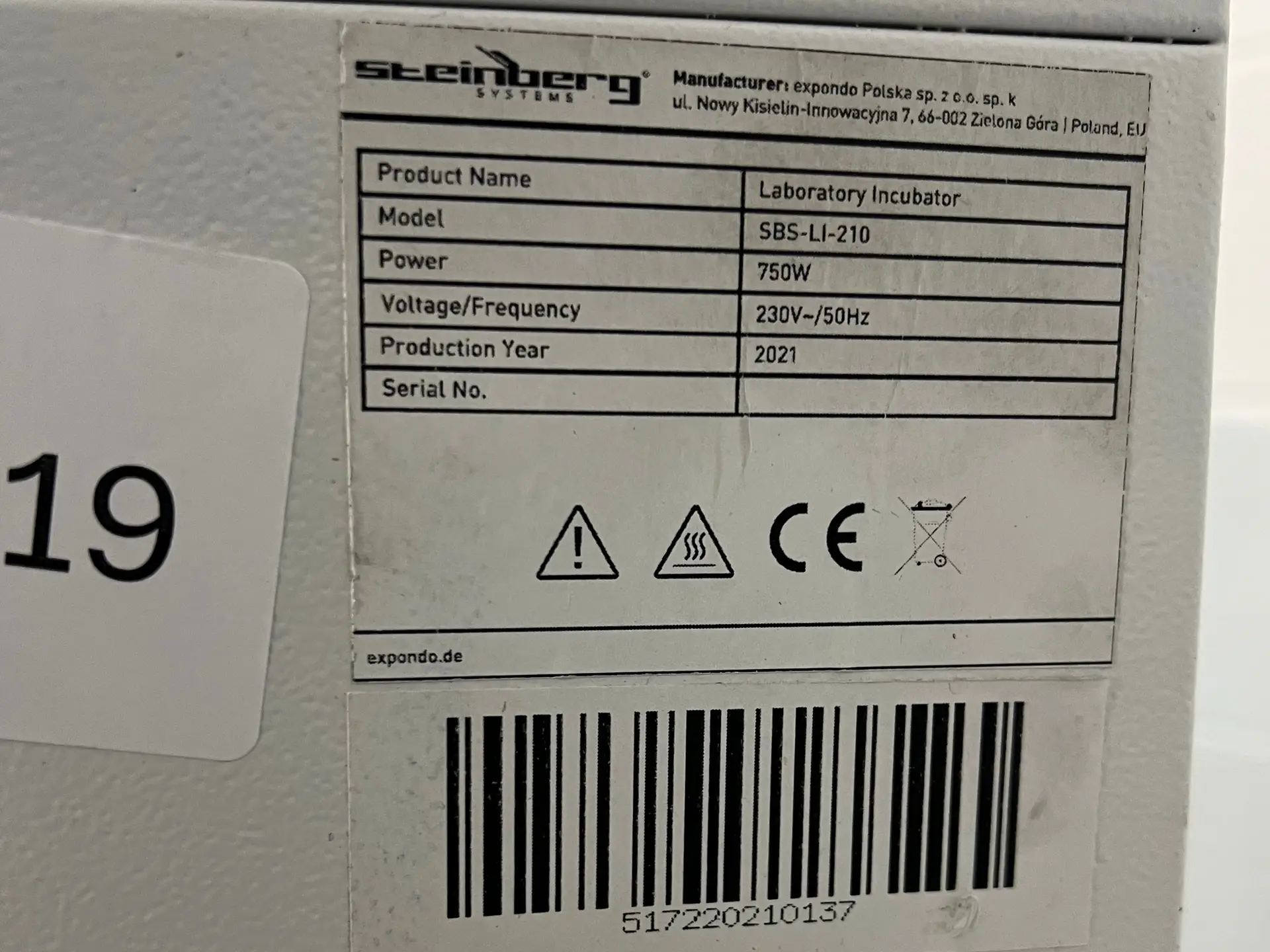 Steinburg Laboratory Incubator SBS-LI-210