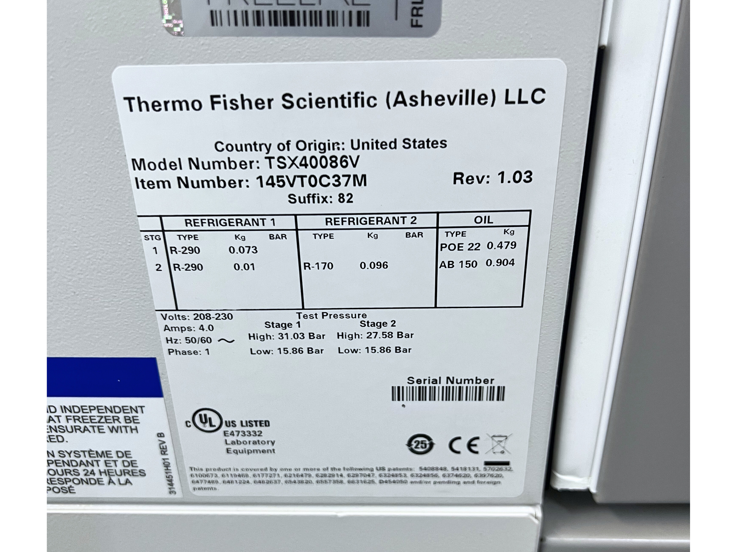 Thermo Scientific TSX40086V ULT Freezer - Richmond Scientific