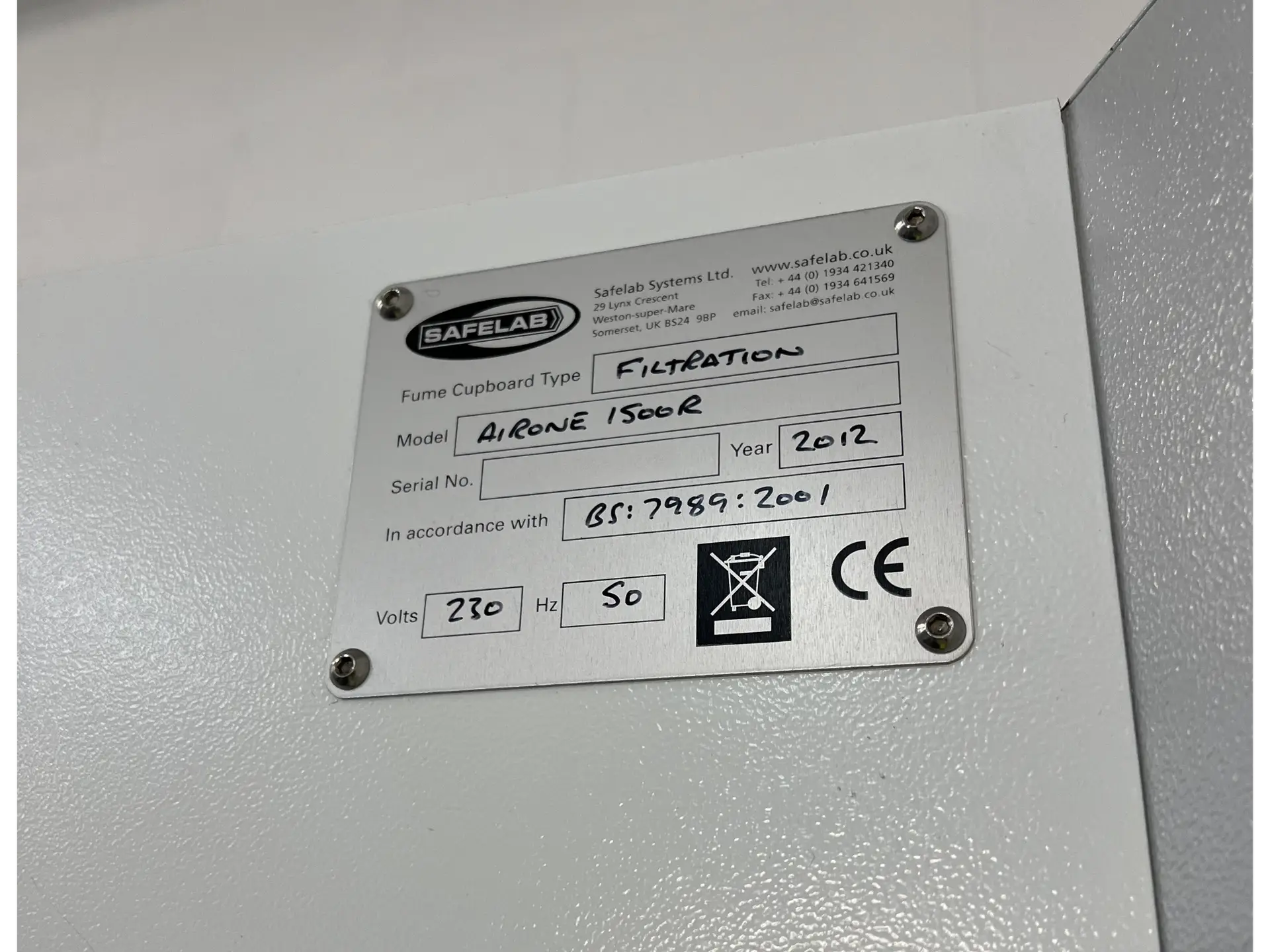 10 SafeLab Airone-R Filtration Fume Cupboard