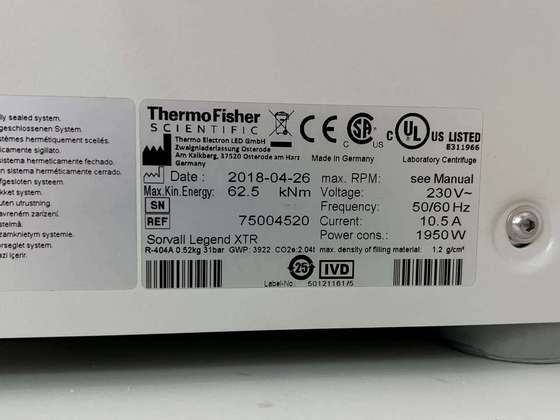 14 Thermo Sorvall Legend XTR Centrifuge