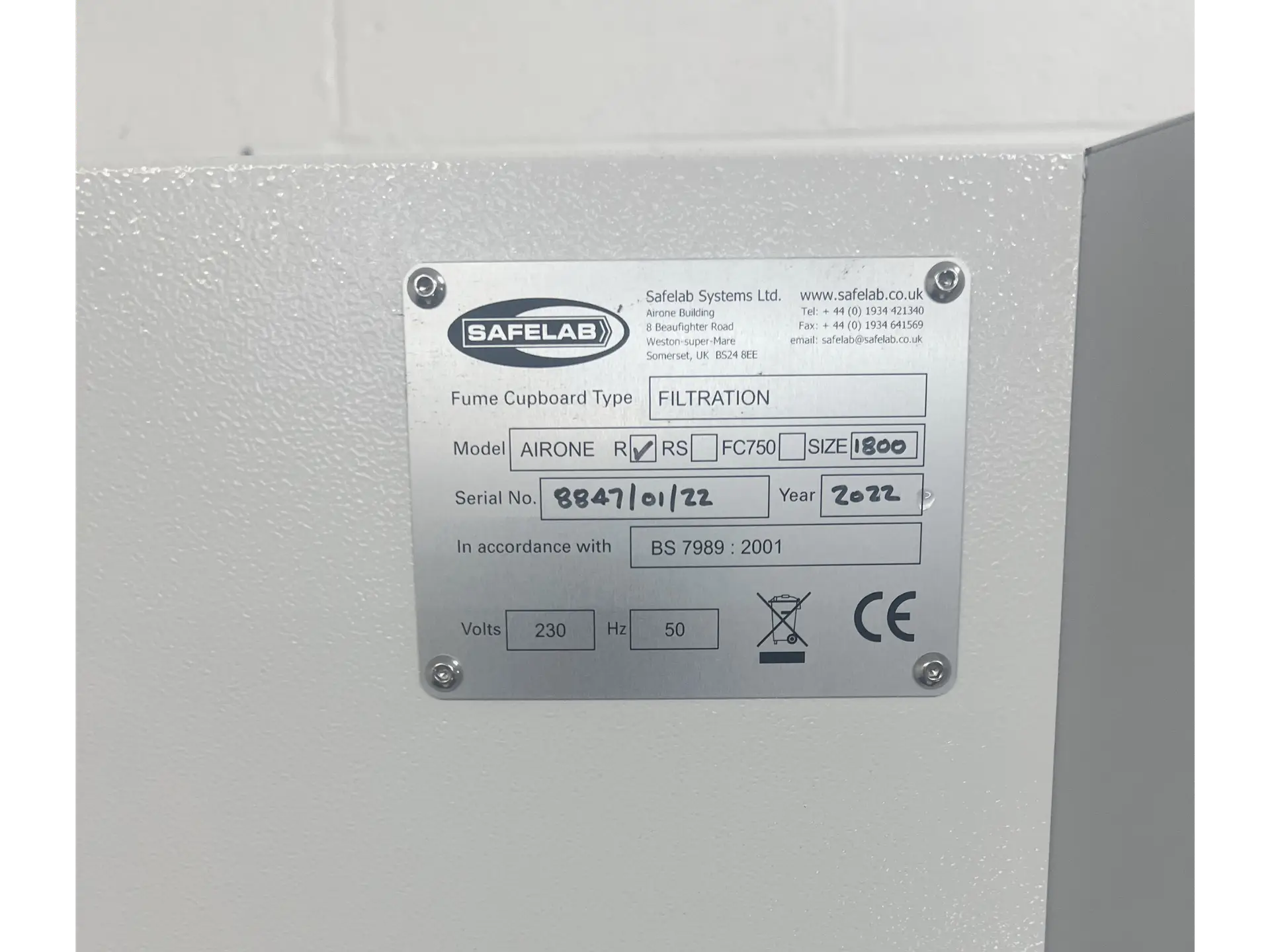 5 SafeLab Airone-R Filtration Cabinet