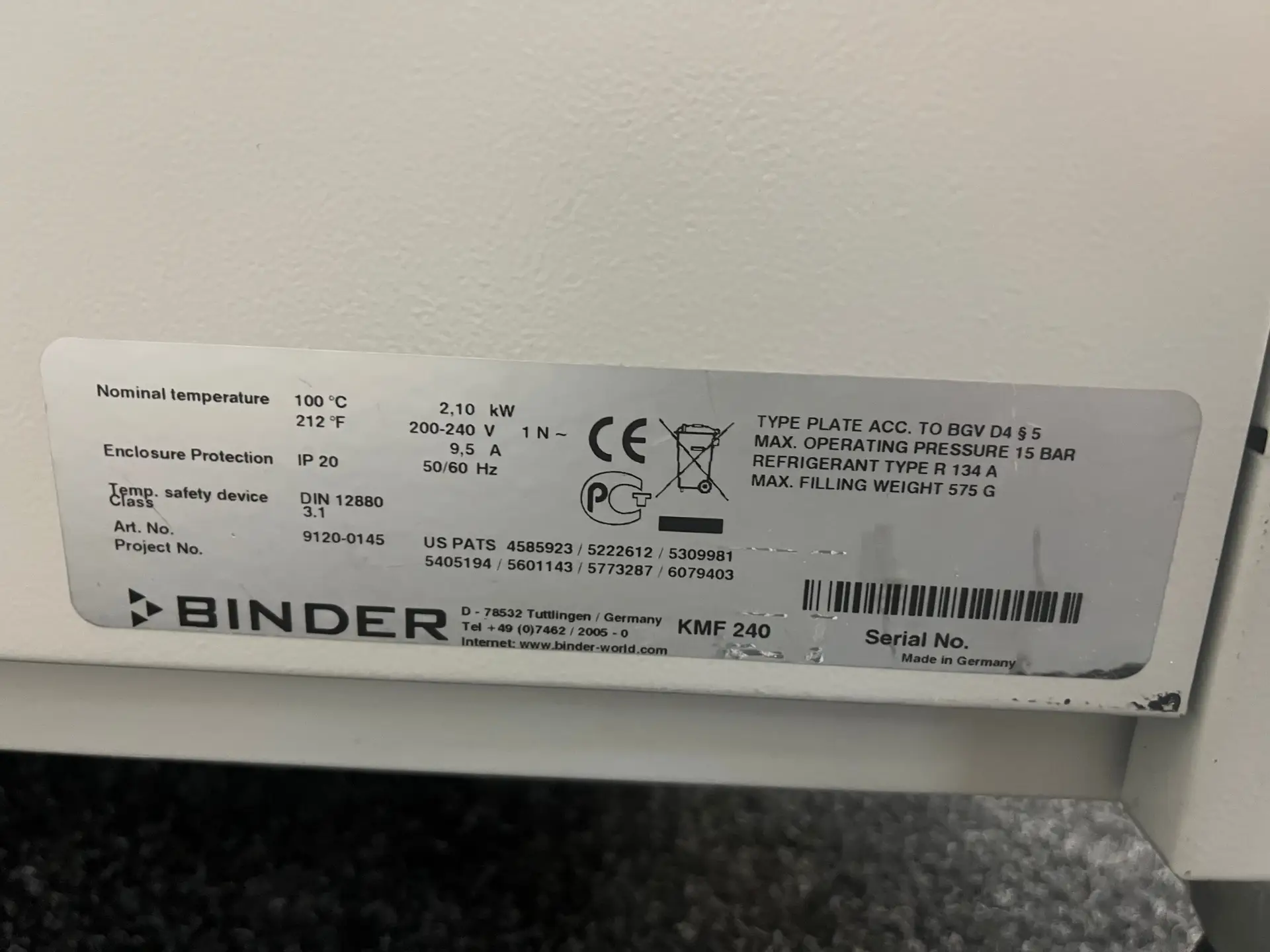 8 Binder KMF-240 Climate Chamber