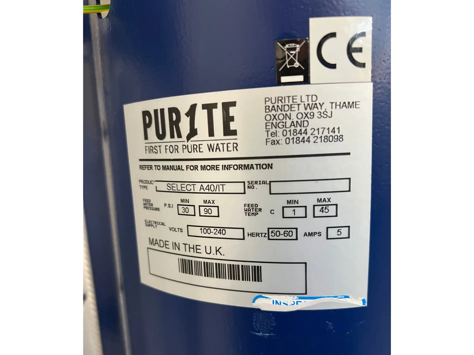 9 PUR1TE Select A40/IT Water Purifier